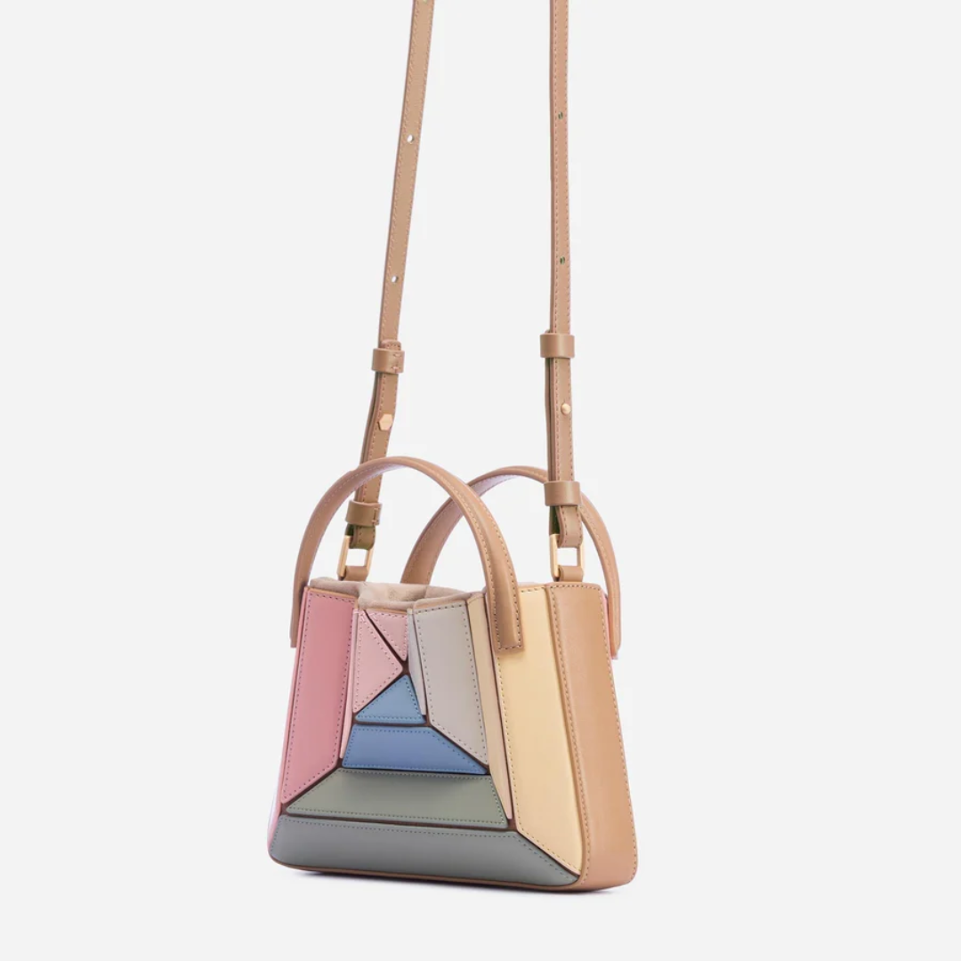 Bolso tote geométrico de uso diario, espacioso y con múltiples paneles