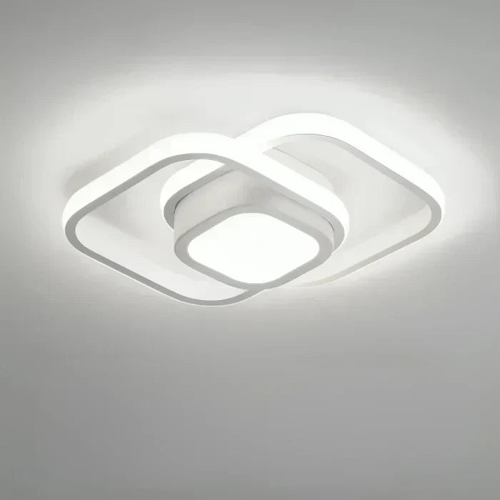 Lámpara de techo moderna de aluminio y acrílico con doble aro de montaje empotrado