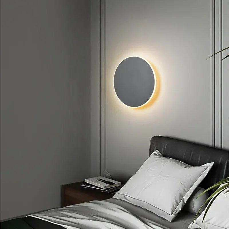 Lámpara de pared minimalista redonda con control táctil y sensor