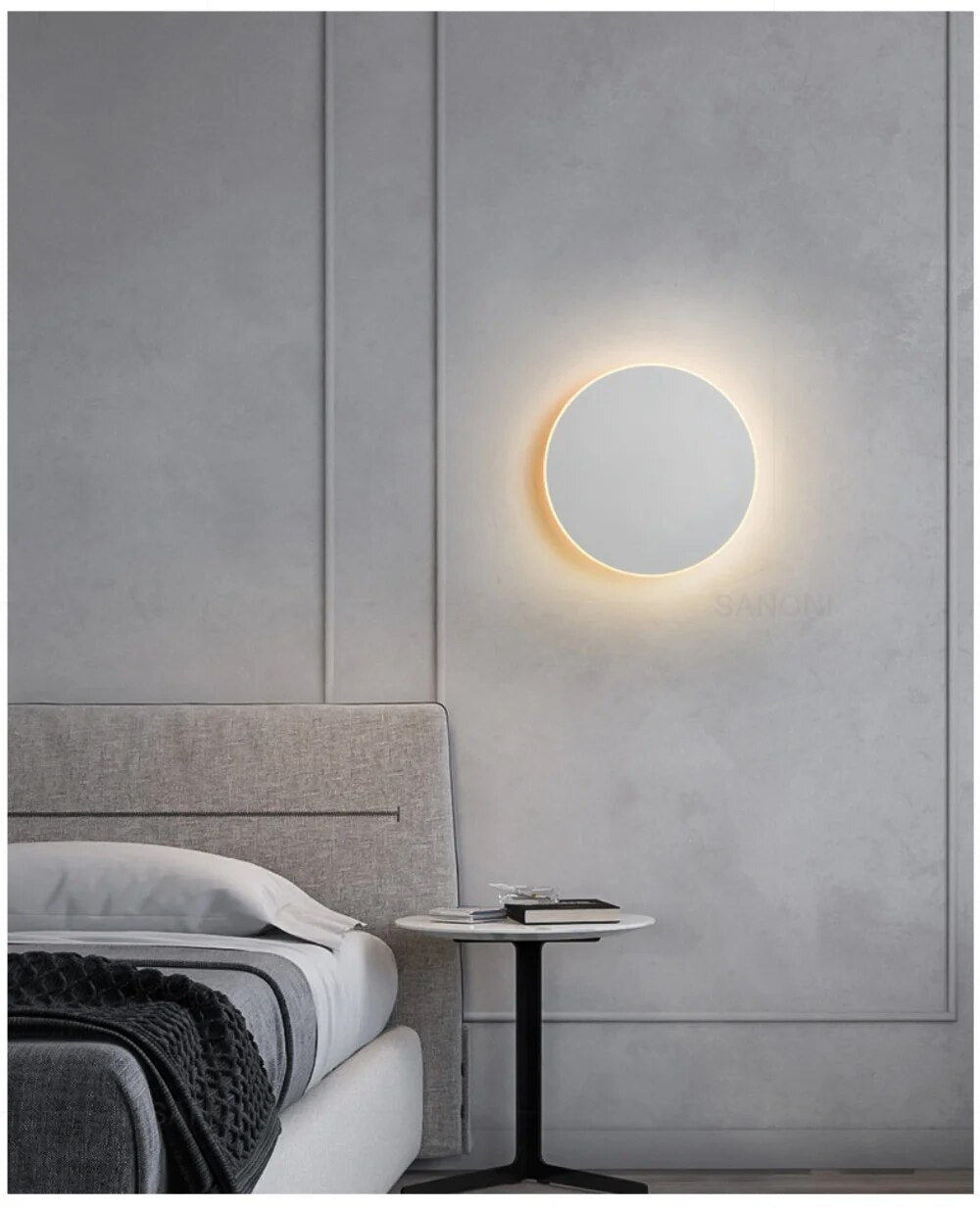 Lámpara de pared minimalista redonda con control táctil y sensor