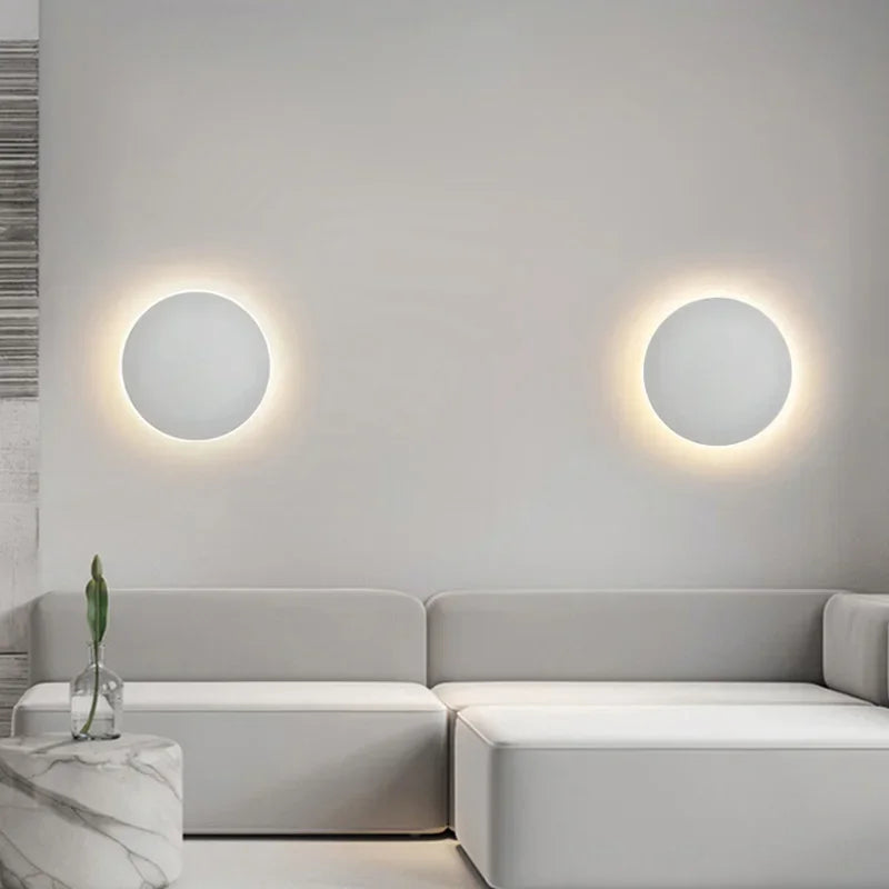 Lámpara de pared minimalista redonda con control táctil y sensor