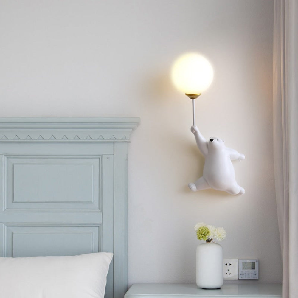 Lámpara de pared infantil moderna y adorable con oso y globo