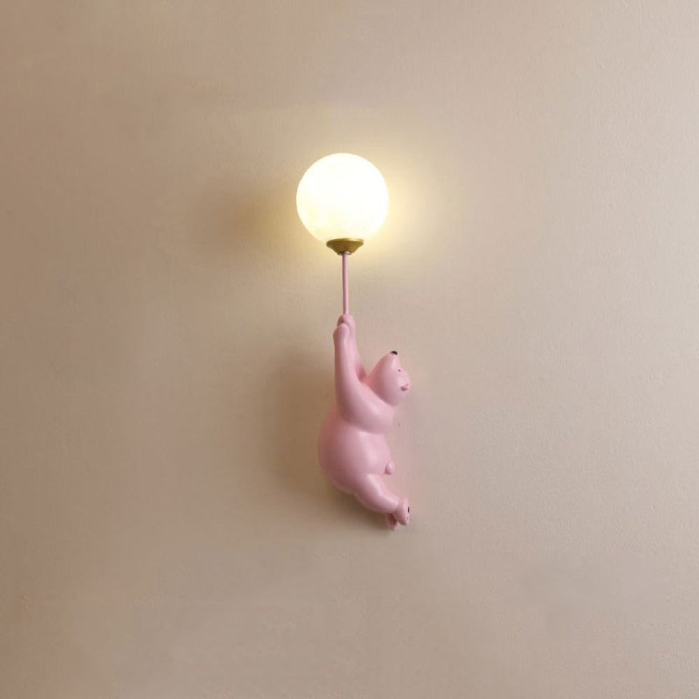 Lámpara de pared infantil moderna y adorable con oso y globo