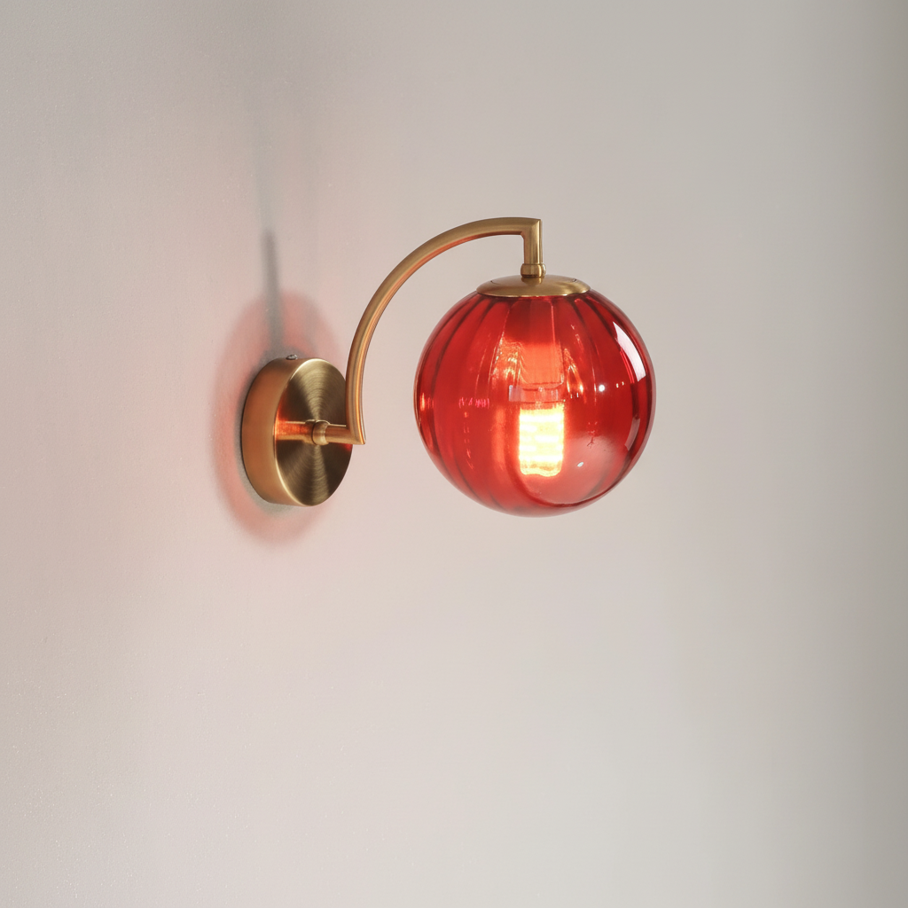 Lámpara de pared nórdica minimalista de metal y esfera de vidrio delgada