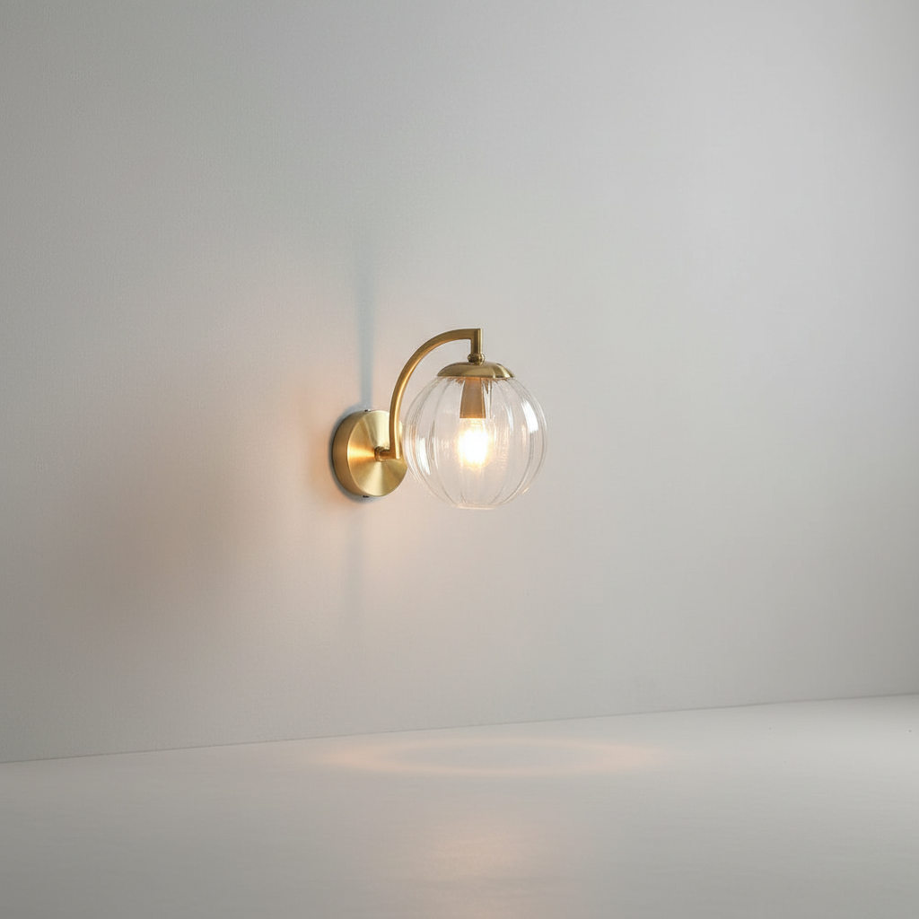 Lámpara de pared nórdica minimalista de metal y esfera de vidrio delgada