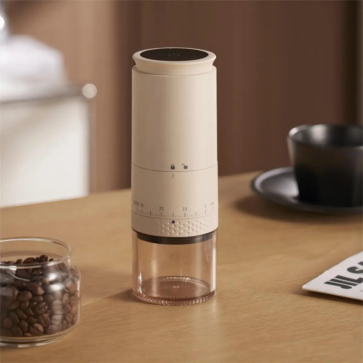 Molinillo de café eléctrico portátil recargable con muelas de cerámica ajustables