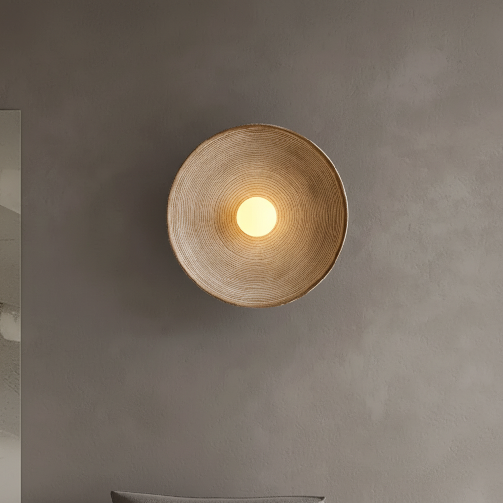 Lámpara de pared circular minimalista de vidrio y resina