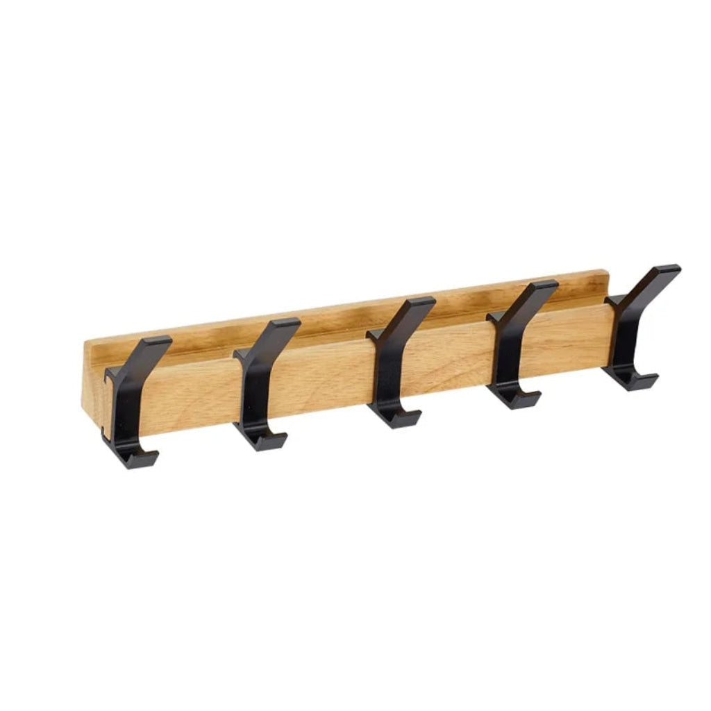 Perchero de pared de madera escandinavo minimalista con ganchos móviles