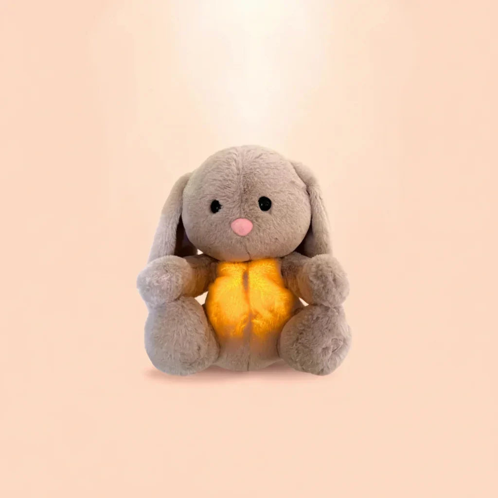 Peluche de conejito suave y acogedor con respiración, juguete relajante de compañía