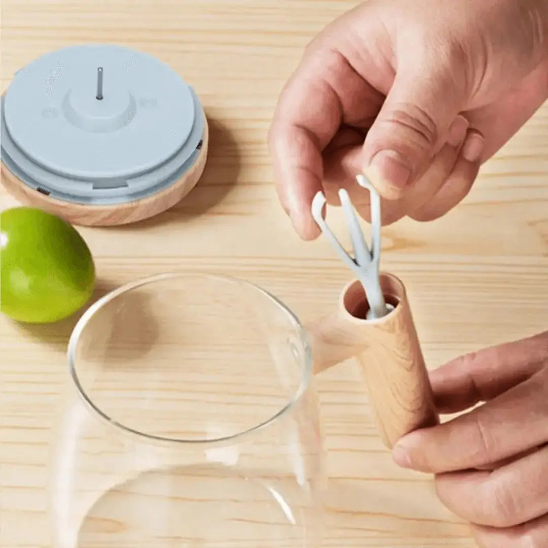 Taza de café de vidrio con agitación automática y tapa de madera a prueba de derrames