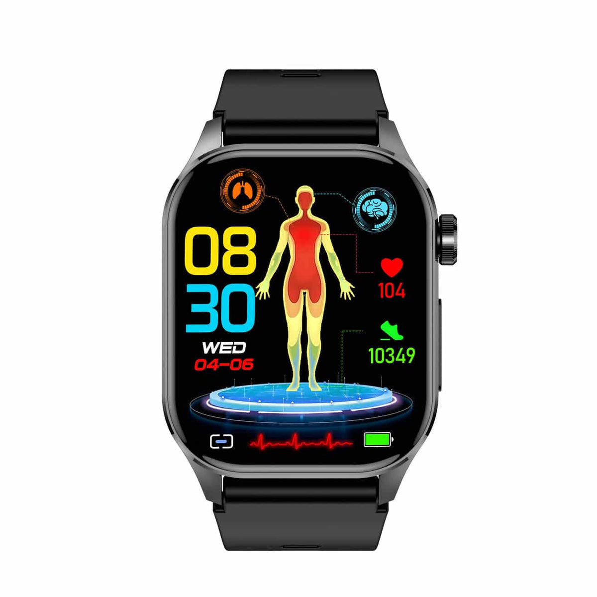 Reloj inteligente compacto con pantalla táctil, monitorización de la salud y seguimiento del ECG y la presión arterial