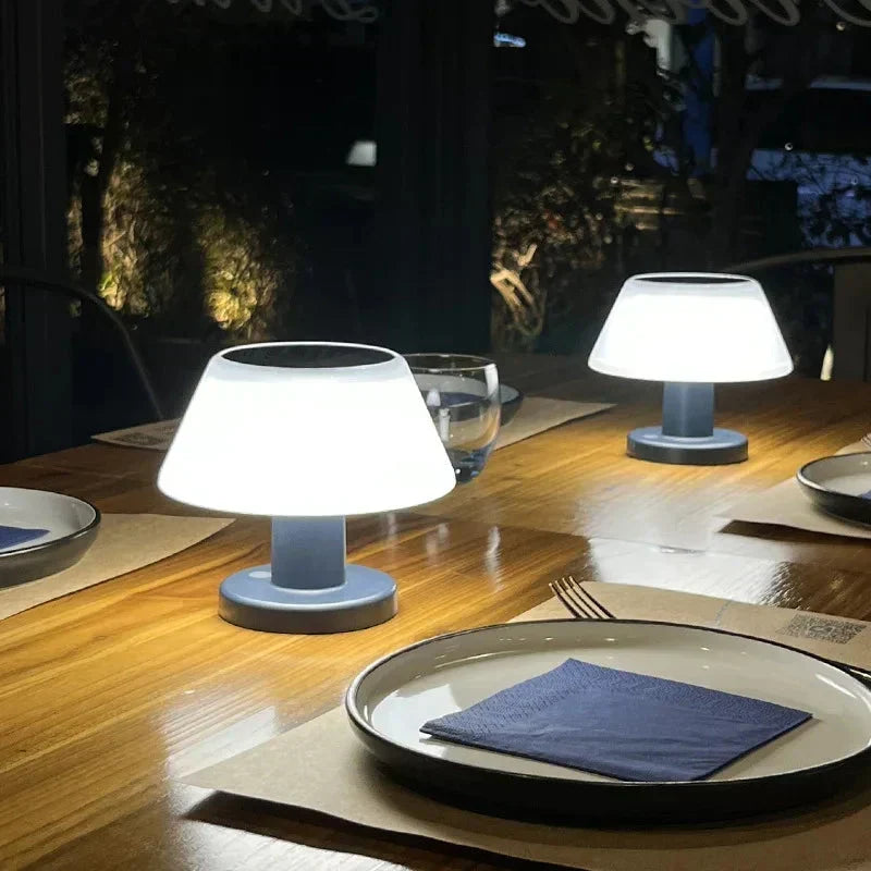 Lámpara de mesa recargable con energía solar, resistente al agua, para interiores y exteriores