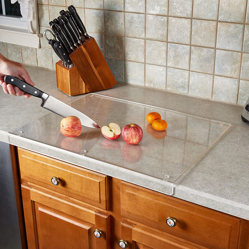 Tabla de cortar y servir de cocina de acrílico transparente antideslizante