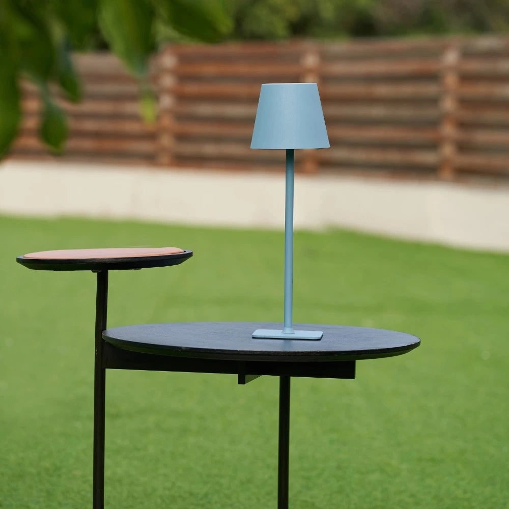 Lámpara de mesa metálica delgada y moderna, impermeable, inalámbrica, recargable, táctil y regulable
