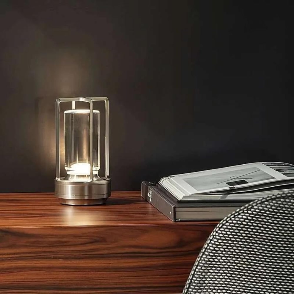 Lámpara de mesa minimalista de metal, inalámbrica, recargable, para interiores y exteriores