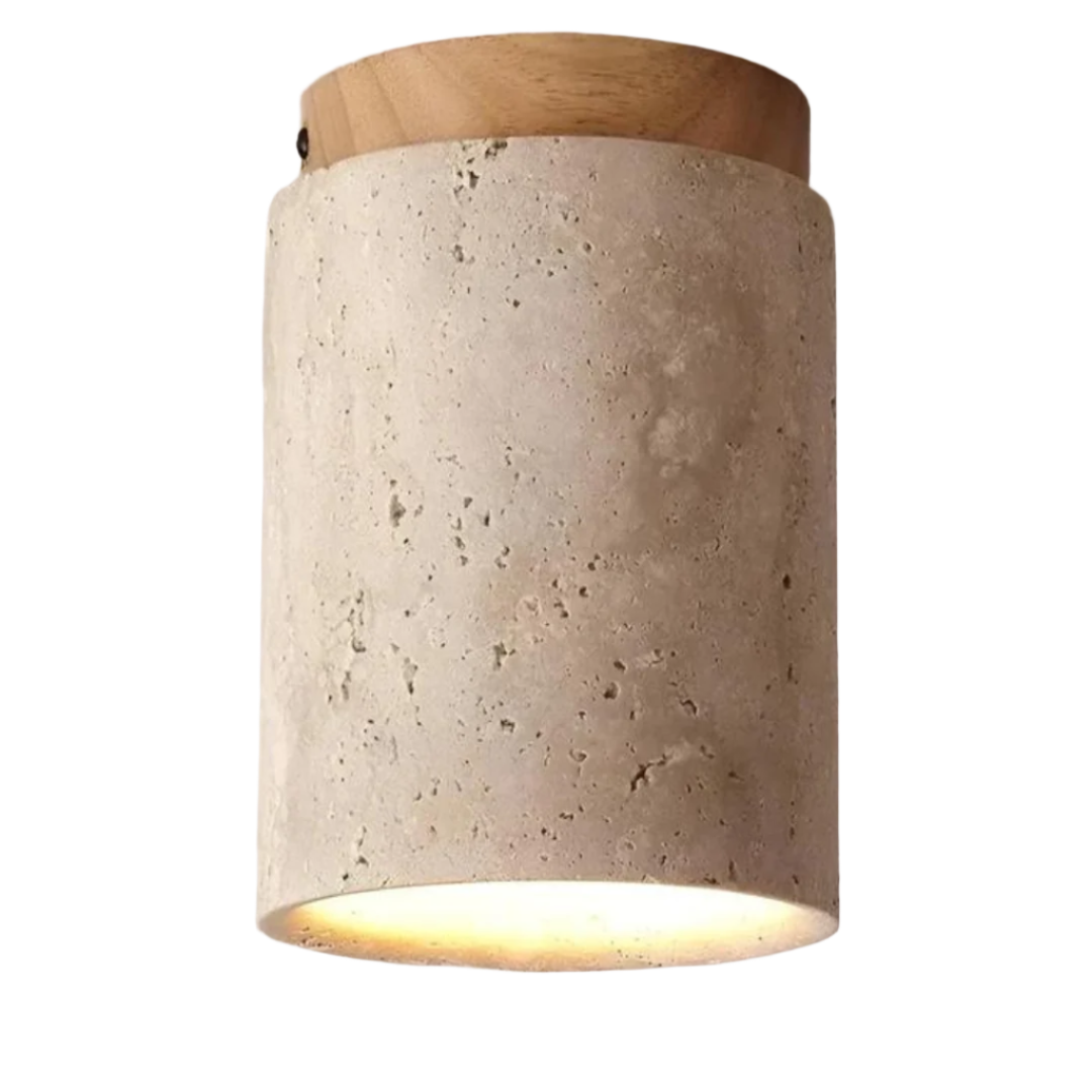 Lámpara de techo redonda de travertino wabi-sabi de montaje empotrado