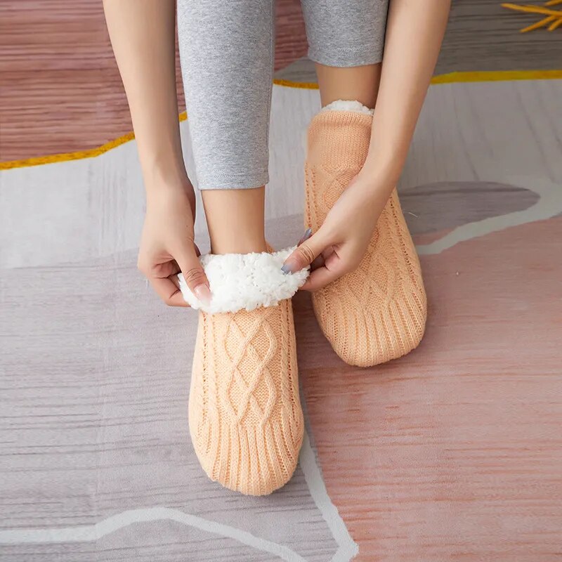Calcetines tipo zapatilla acolchados, de mezcla térmica, para mantener los pies calientes en invierno