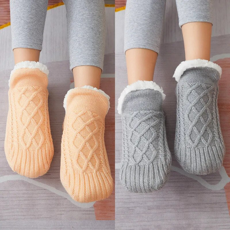 Calcetines tipo zapatilla acolchados, de mezcla térmica, para mantener los pies calientes en invierno