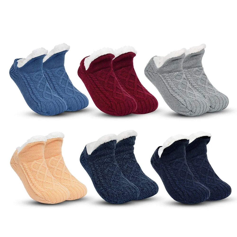 Calcetines tipo zapatilla acolchados, de mezcla térmica, para mantener los pies calientes en invierno