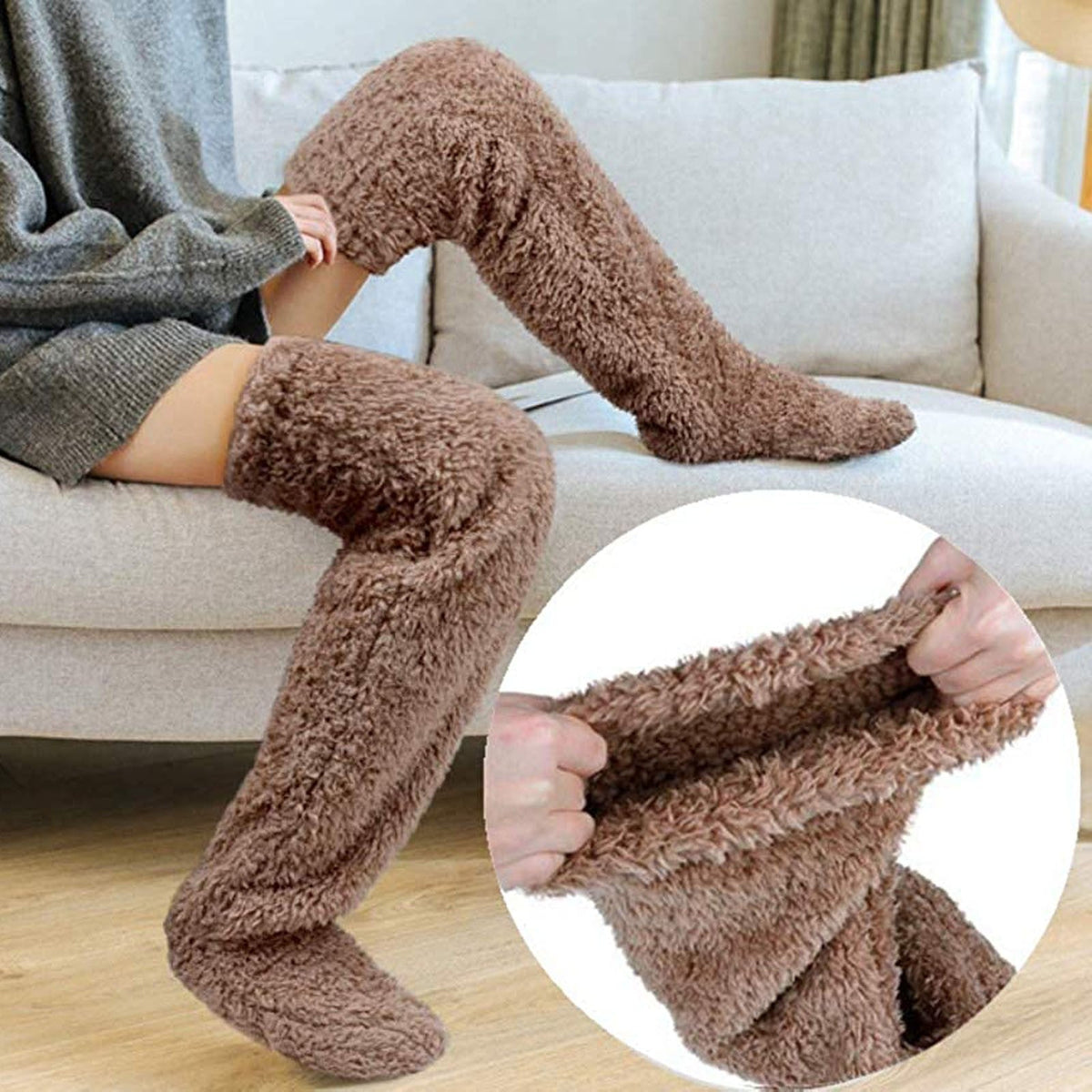 Calcetines de invierno suaves, de mezcla de poliéster, con puño elástico y forro polar
