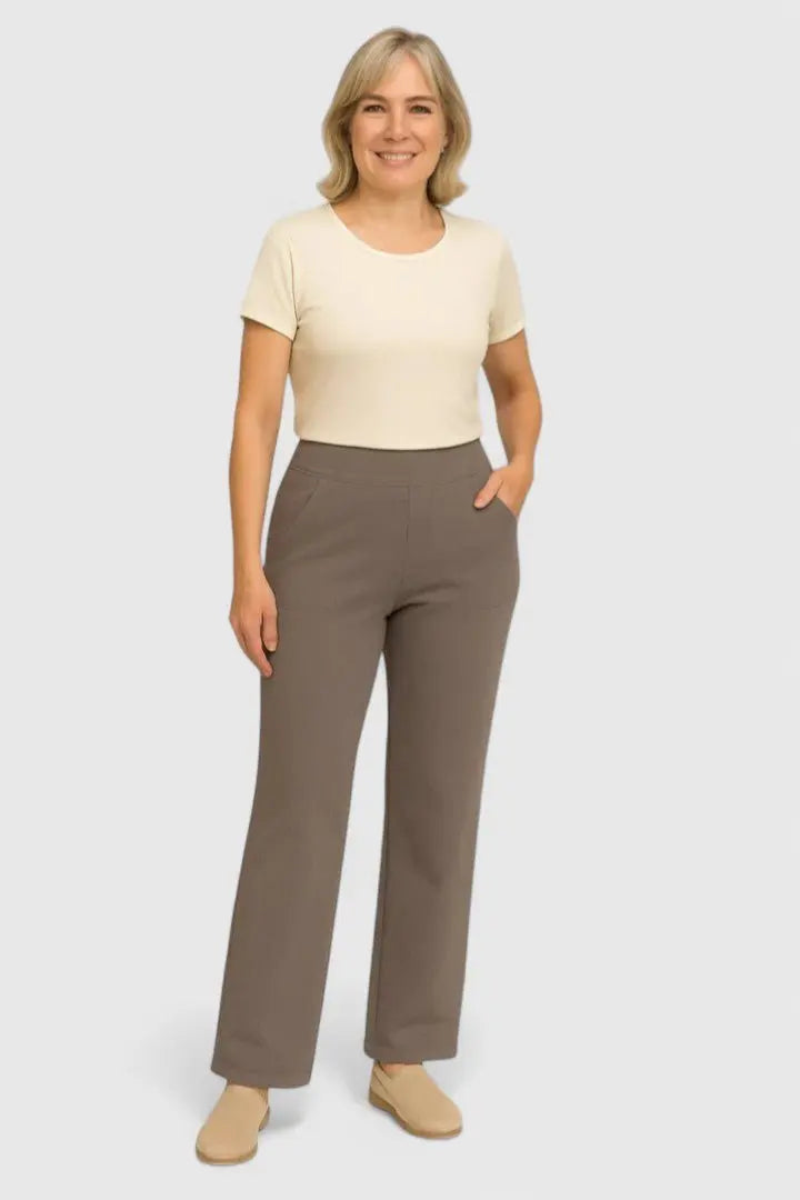 Pantalones de pierna ancha para mujer, de cintura alta, con cinturilla elástica y bolsillos