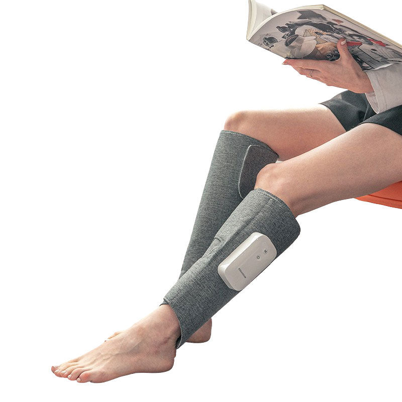 Masajeador portátil inalámbrico de piernas con compresión de aire y calor, y velcro ajustable
