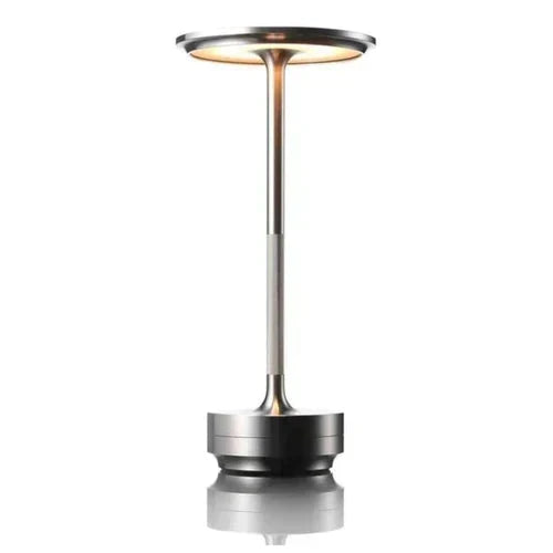 Lámpara de mesa portátil de metal, elegante, inalámbrica, regulable y recargable