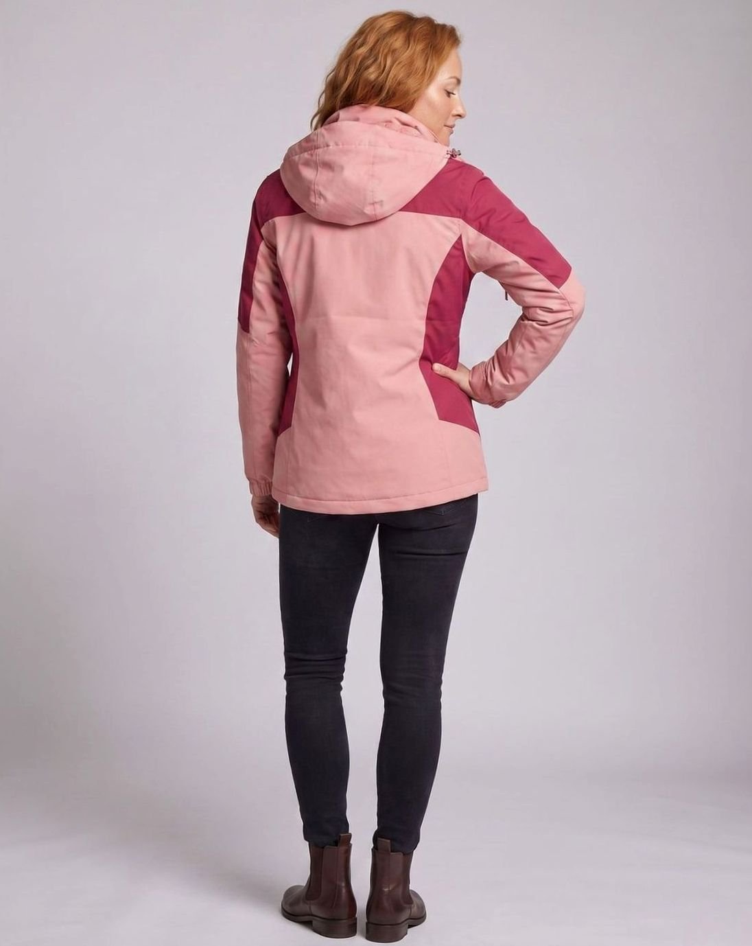 Chaqueta softshell 2 en 1 para mujer con capucha y forro polar, rosa