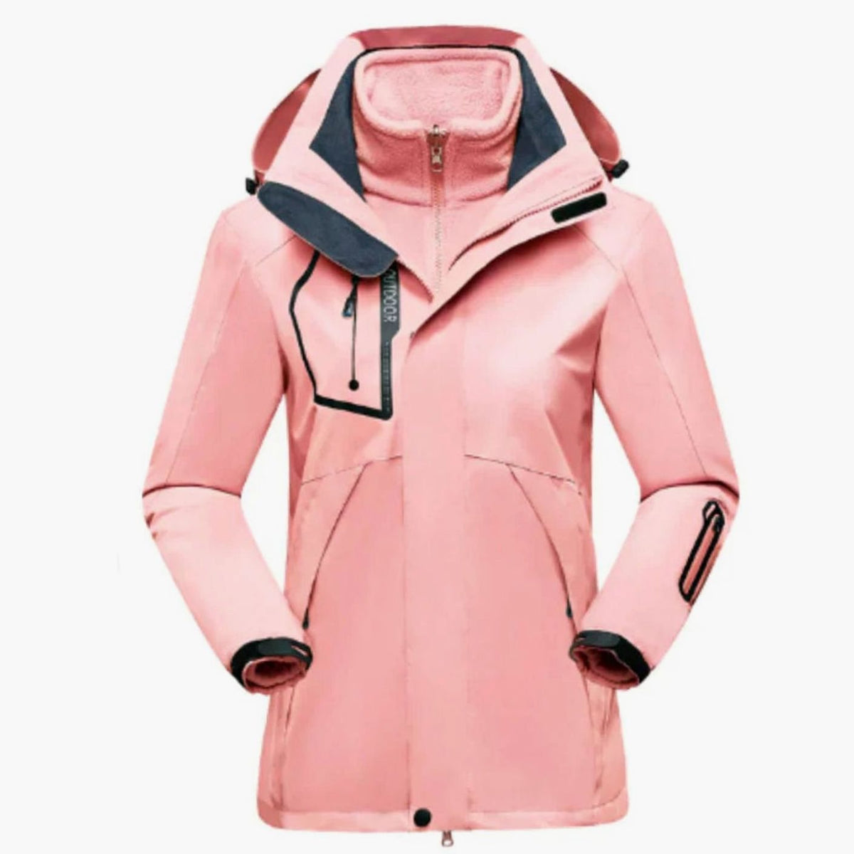 Parka impermeable 3 en 1 para mujer con capucha y forro polar, para exteriores
