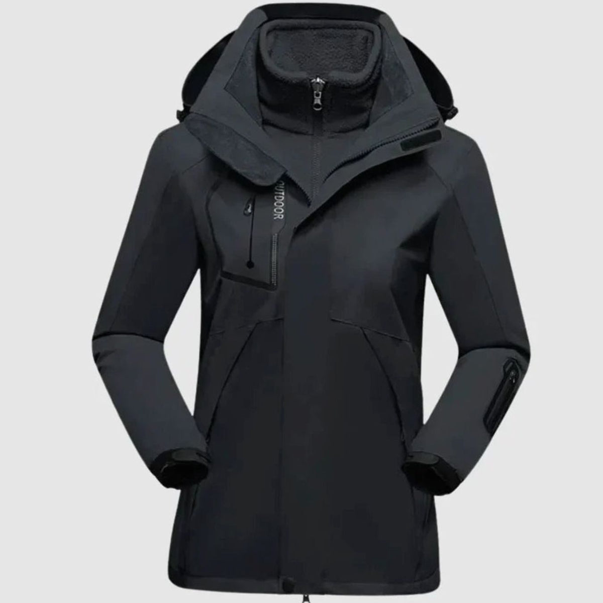 Parka impermeable 3 en 1 para mujer con capucha y forro polar, para exteriores
