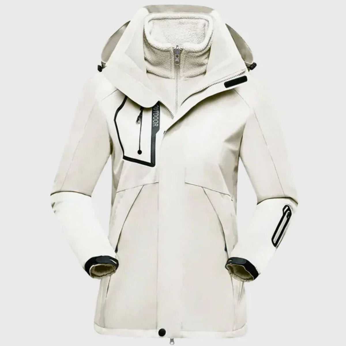 Parka impermeable 3 en 1 para mujer con capucha y forro polar, para exteriores