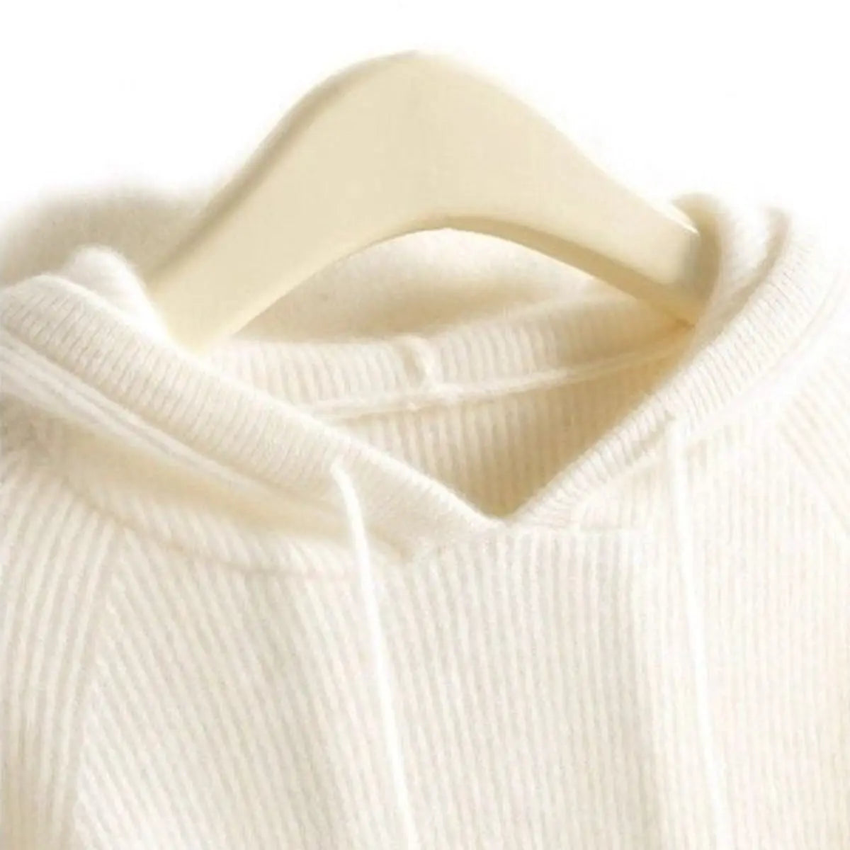 Jersey de punto para mujer de mezcla de cachemira y visón, con capucha ajustable con cordón