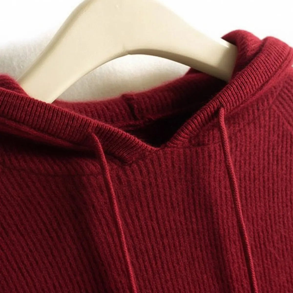 Jersey de punto para mujer de mezcla de cachemira y visón, con capucha ajustable con cordón