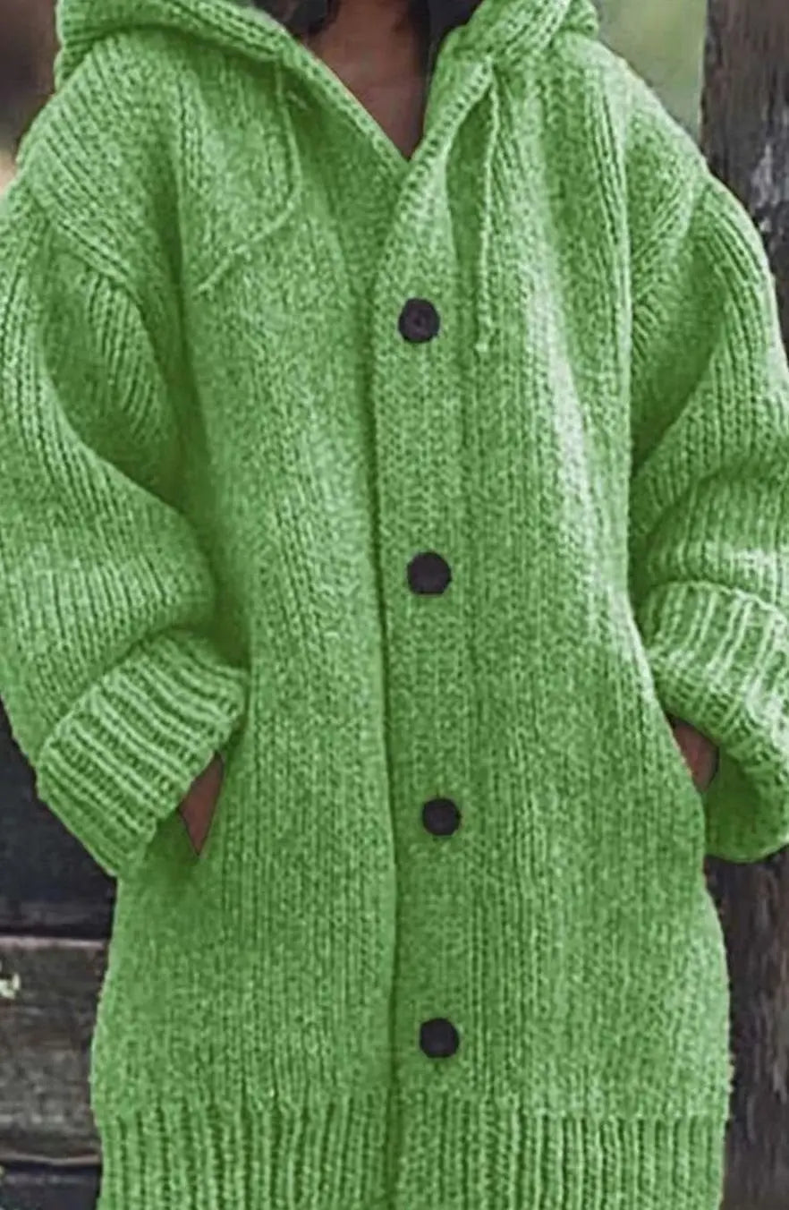 Cárdigan tipo jersey oversize de punto grueso para mujer con capucha