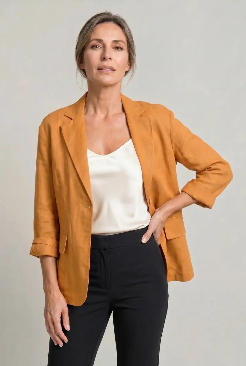 Blazer ligero de un solo botón para mujer, con corte relajado