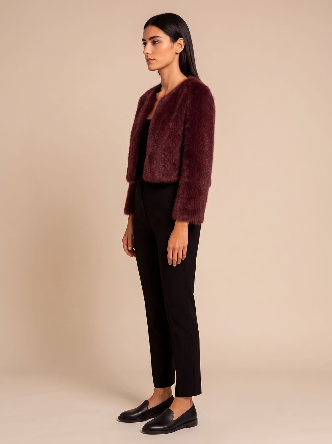 Phoebe | Chaqueta teddy corta de piel sintética para mujer, abierta por delante