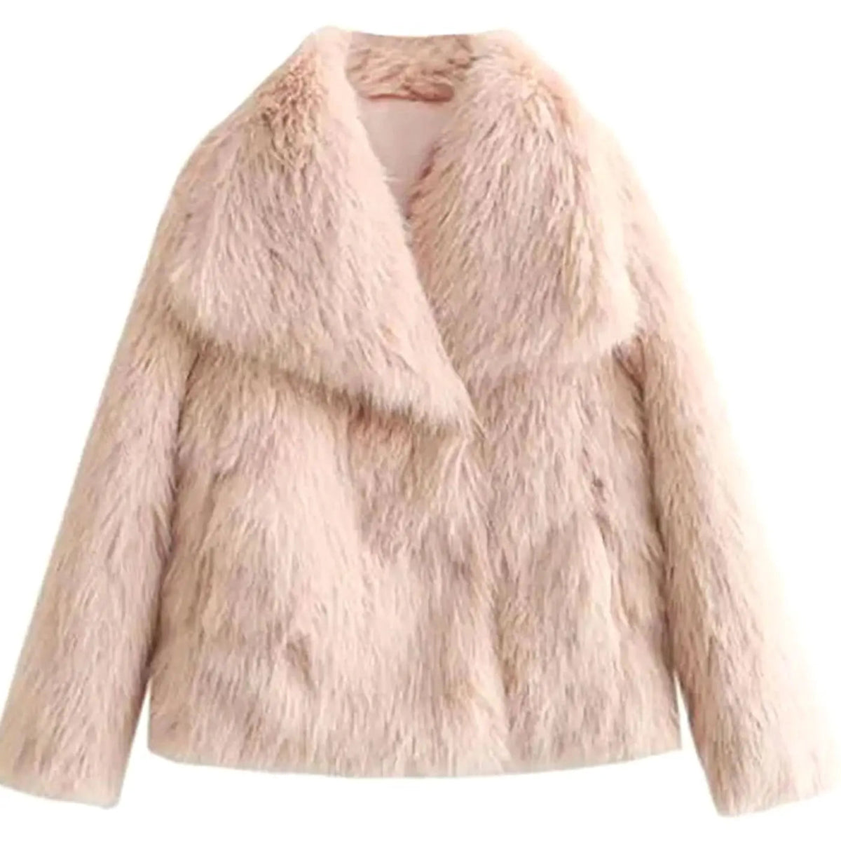 Chaqueta corta de invierno de piel sintética para mujer, abierta por delante