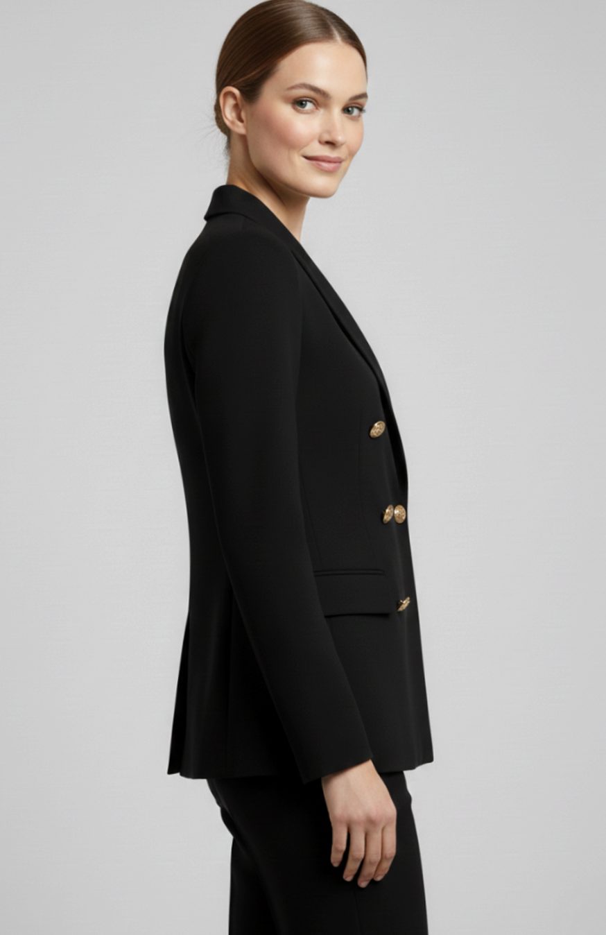 Blazer entallado cruzado para mujer con botones dorados
