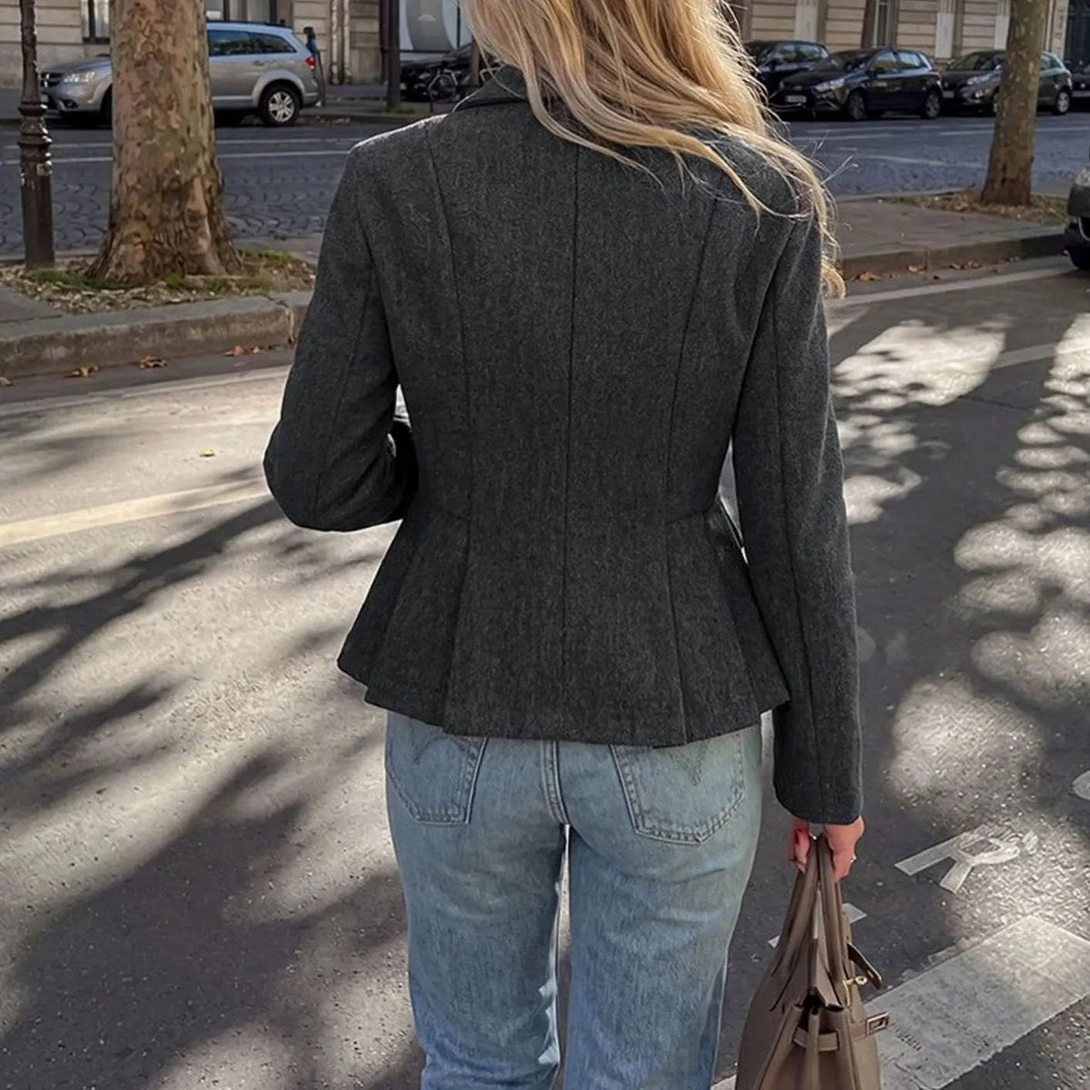 Blazer entallado peplum de mujer con doble botonadura