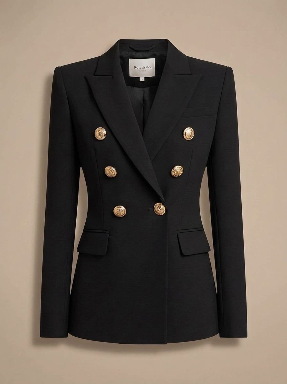 Blazer entallado de mujer con doble botonadura y botones dorados