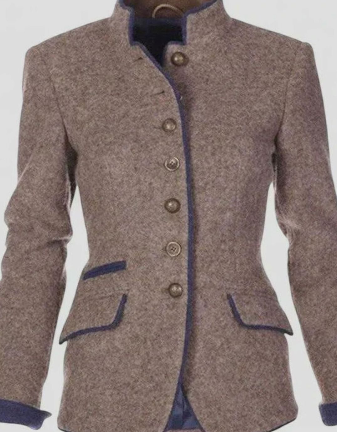 Cárdigan blazer elegante de mujer con cuello mao y botones
