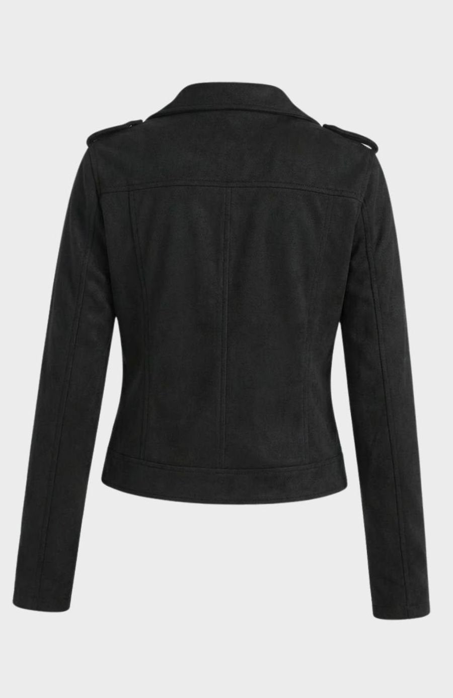 Chaqueta motera de ante sintético con cremallera asimétrica para mujer