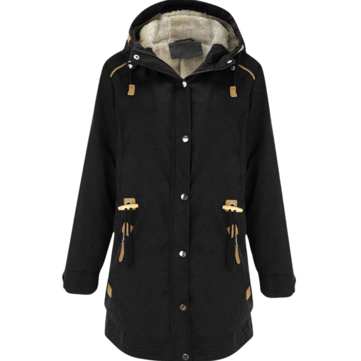 Abrigo parka con capucha, forro polar y cintura ajustable para mujer