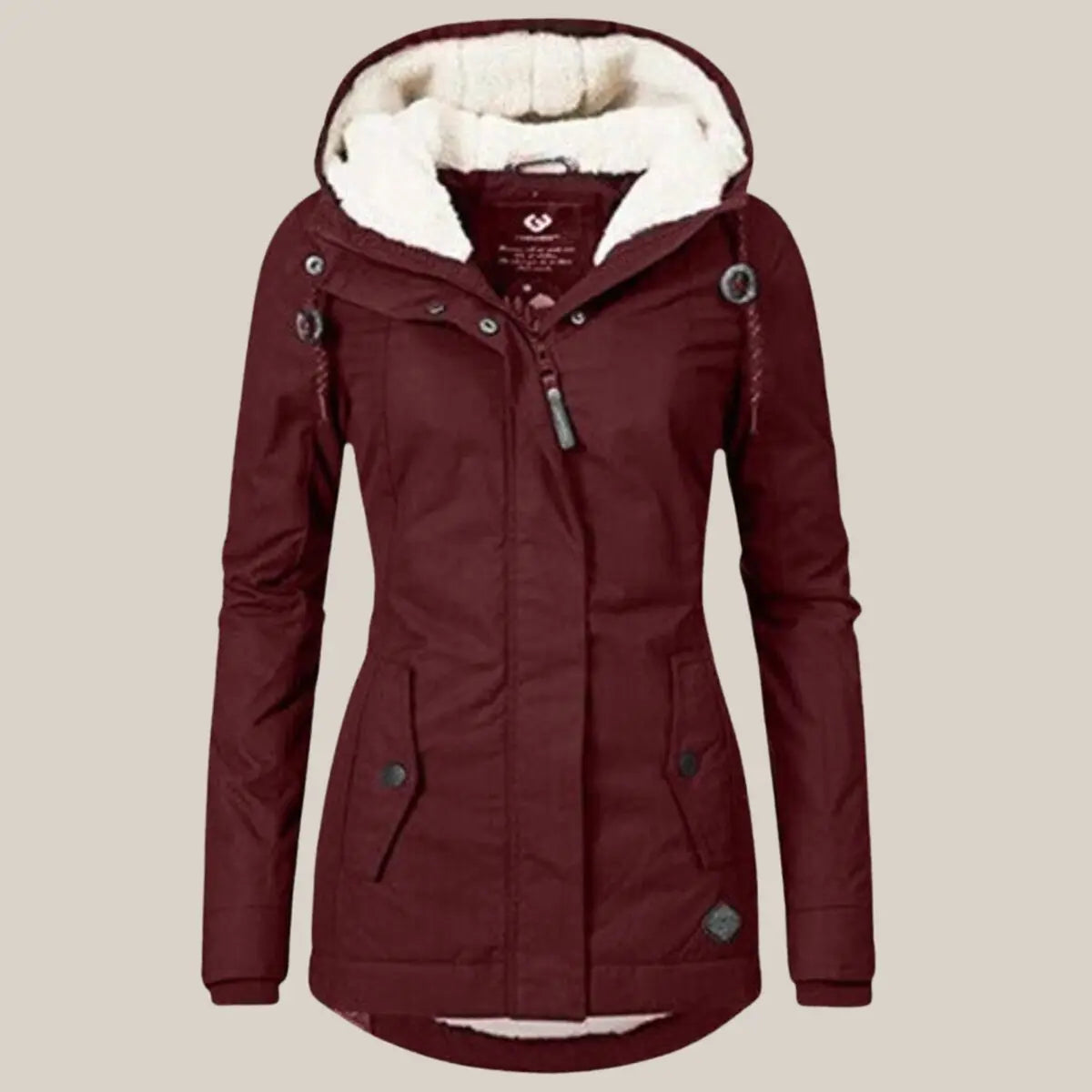 Chaqueta acolchada de invierno con capucha y forro polar sherpa para mujer