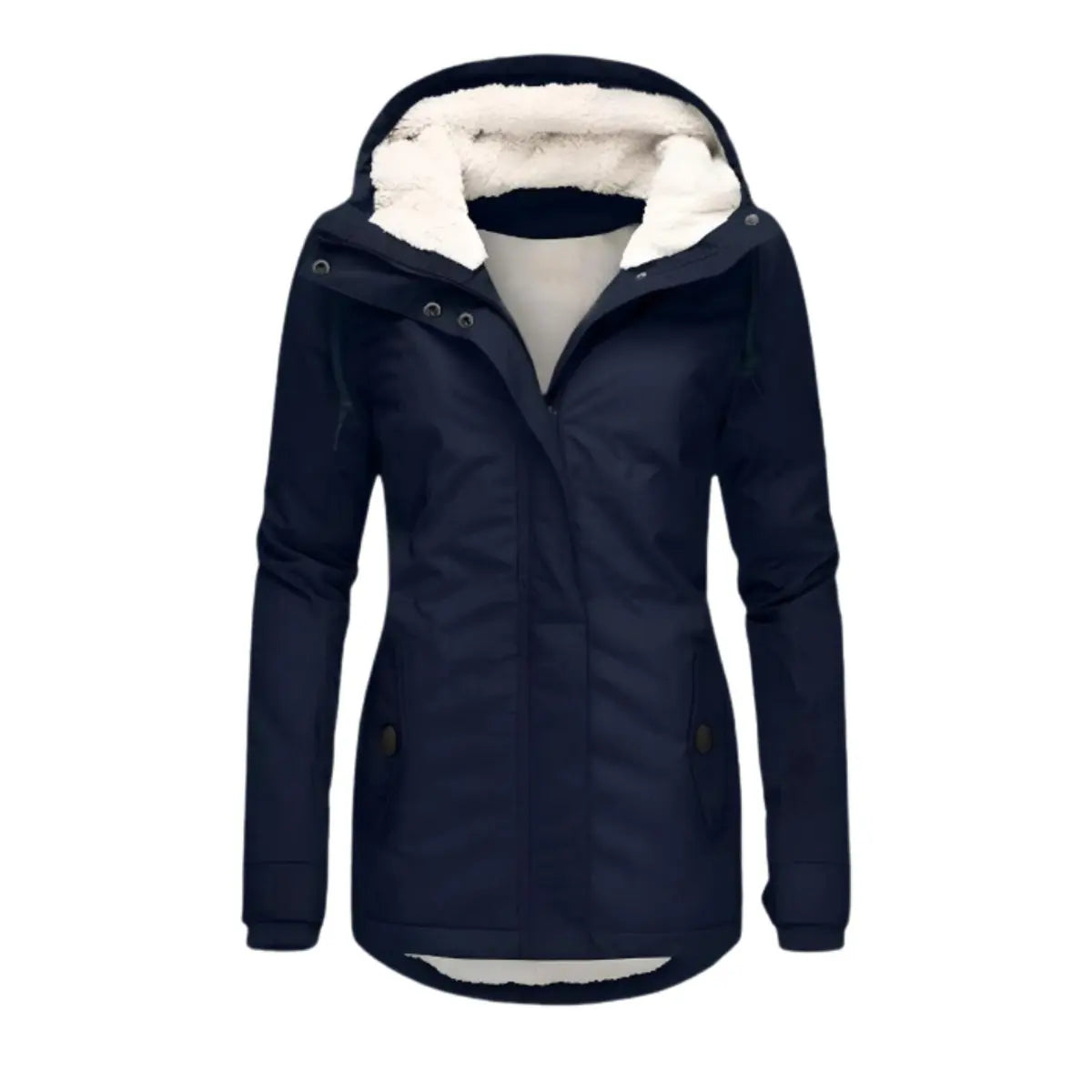 Abrigo de invierno impermeable con capucha y forro polar para mujer