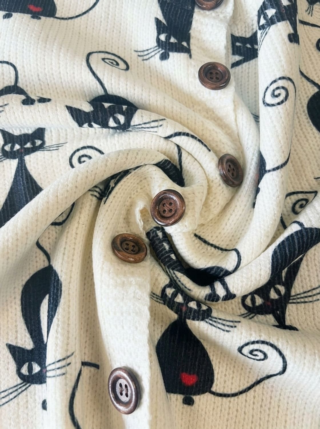 Cárdigan de punto con estampado floral, manga larga y botones delanteros para mujer