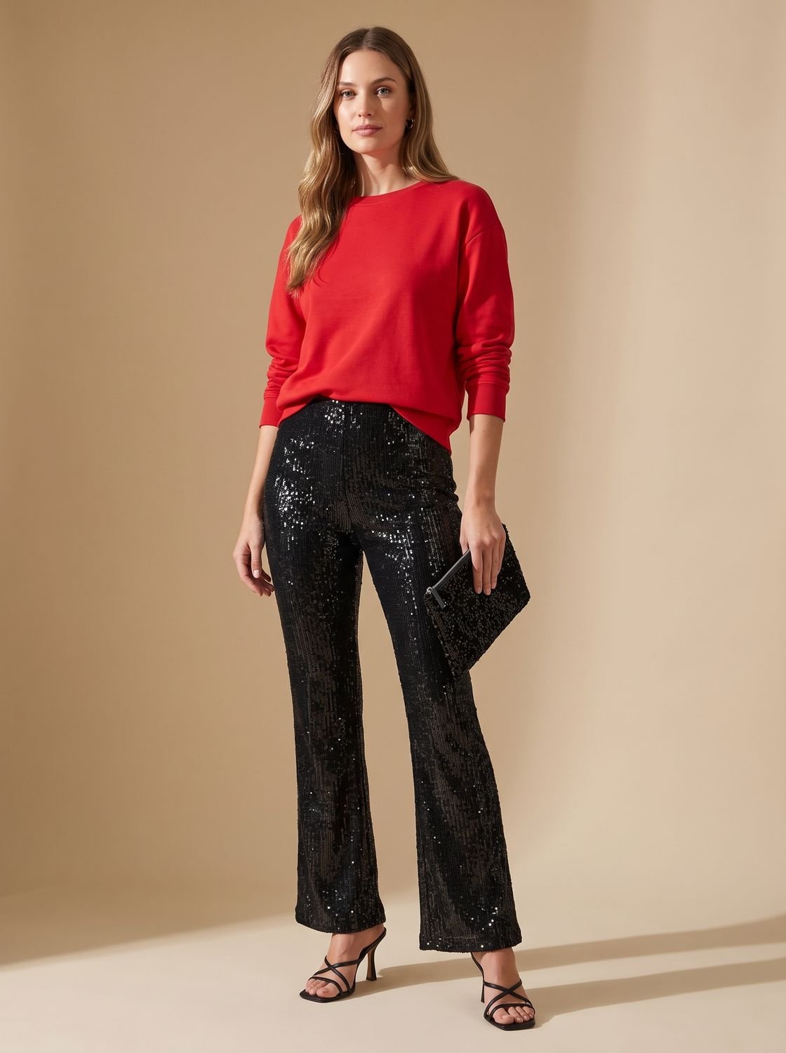 Freya | Pantalón acampanado de lentejuelas para mujer, de cintura alta, para fiestas y ocasiones especiales