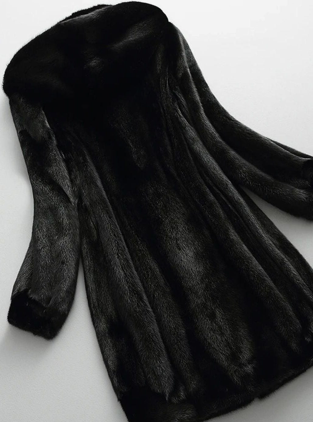 Abrigo largo de invierno de pelo sintético para mujer, con capucha