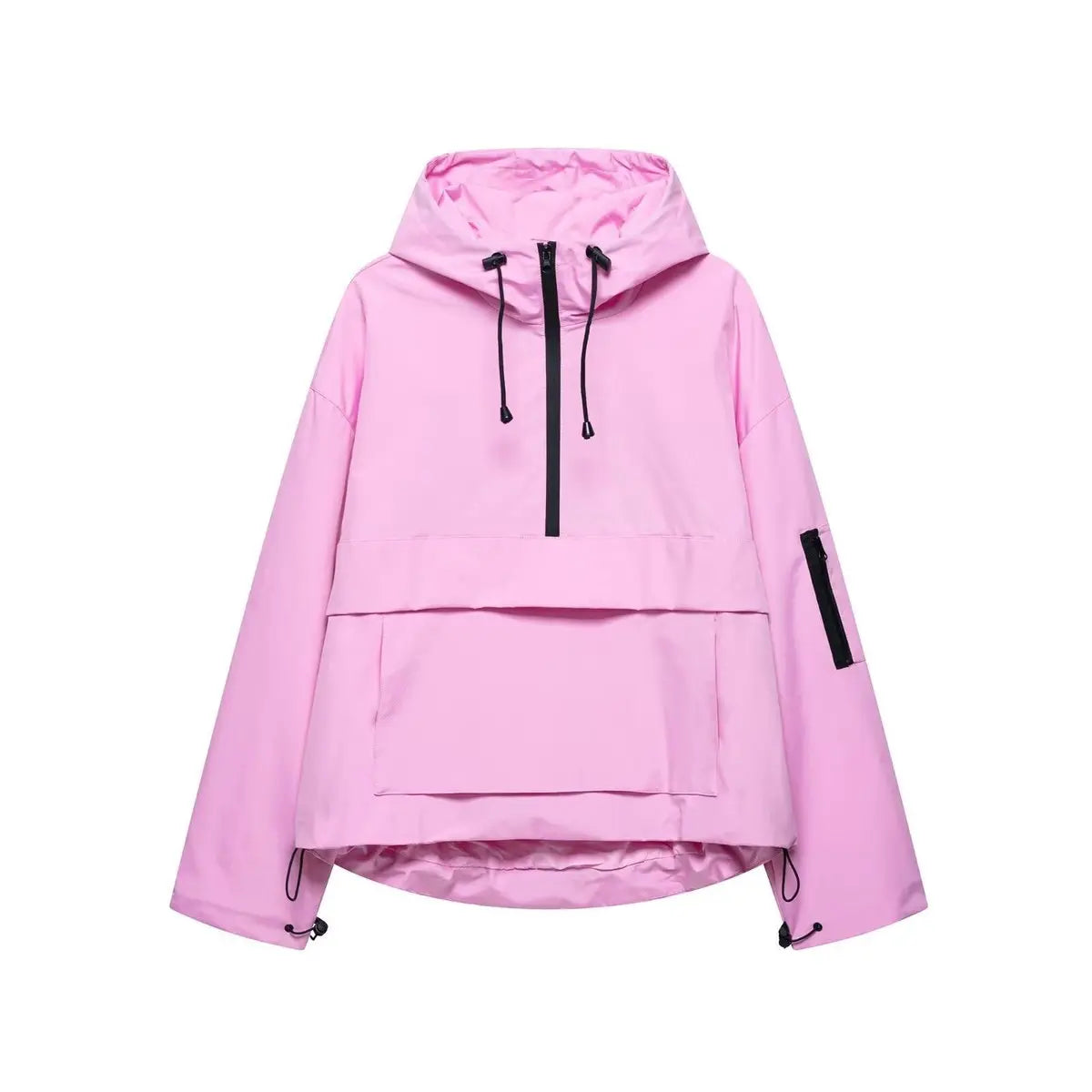 Chaqueta anorak acolchada cortavientos para mujer, con capucha y diseño tipo pulóver