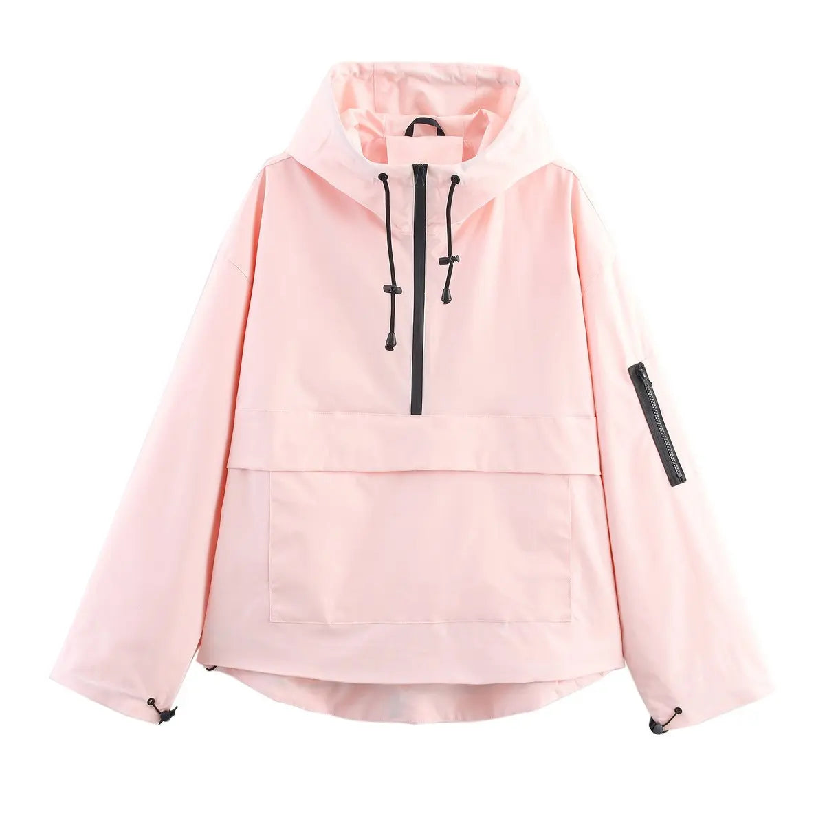 Chaqueta anorak acolchada cortavientos para mujer, con capucha y diseño tipo pulóver